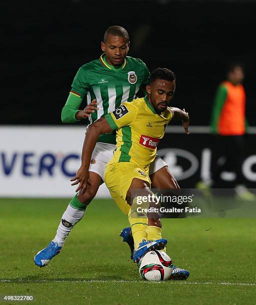 Pacos de Ferreira's forward Edson Farias with Rio Ave FC's defender Edimar in action during the Taca de Portugal match between FC Pacos de Ferreira...