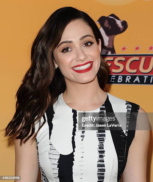 Actress Emmy Rossum attends the All-Star Dog Rescue Celebration at Barker Hangar on November 21, 2015 in Santa Monica, California.