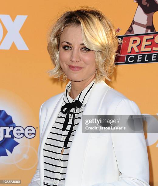 Actress Kaley Cuoco attends the All-Star Dog Rescue Celebration at Barker Hangar on November 21, 2015 in Santa Monica, California.