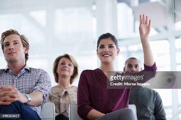 businesswoman asking question - arms raised stock pictures, royalty-free photos & images