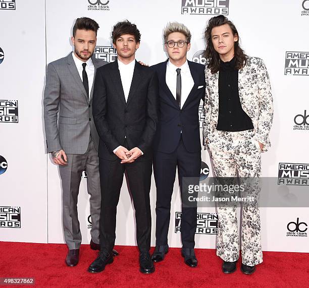 Recording artists Liam Payne, Louis Tomlinson, Niall Horan and Harry Styles of One Direction attend the 2015 American Music Awards at Microsoft...