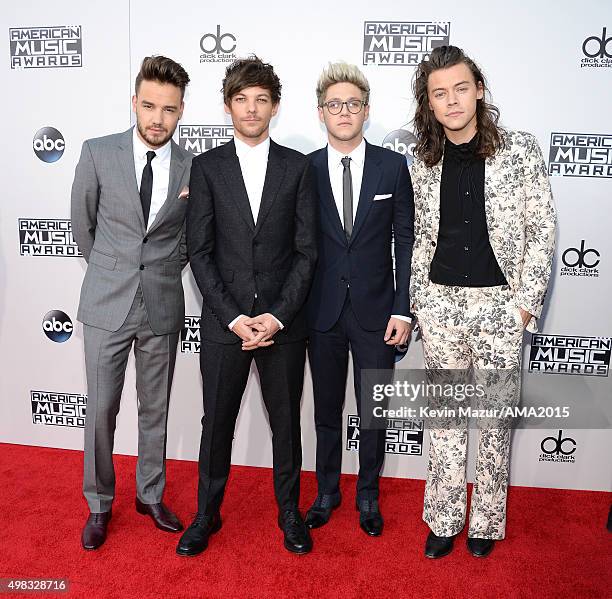 Recording artists Liam Payne, Louis Tomlinson, Niall Horan and Harry Styles of One Direction attend the 2015 American Music Awards at Microsoft...