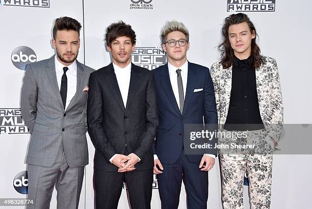 Recording artists Liam Payne, Louis Tomlinson, Niall Horan, and Harry Styles of One Direction attend the 2015 American Music Awards at Microsoft...