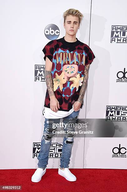 Singer Justin Bieber attends the 2015 American Music Awards at Microsoft Theater on November 22, 2015 in Los Angeles, California.