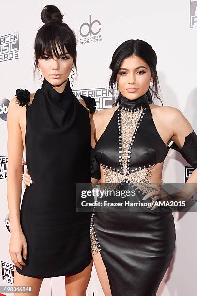 Kendall Jenner and Kylie Jenner attend the 2015 American Music Awards at Microsoft Theater on November 22, 2015 in Los Angeles, California.