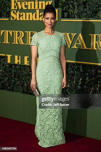 Gugu Mbatha-Raw attends the Evening Standard Theatre Awards at The Old Vic Theatre on November 22, 2015 in London, England.