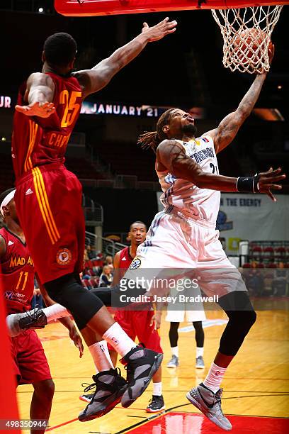 Cartier Martin of the Iowa Energy shoots under the basket against the Fort Wayne Mad Ants in an NBA D-League game on November 22, 2015 at the Wells...