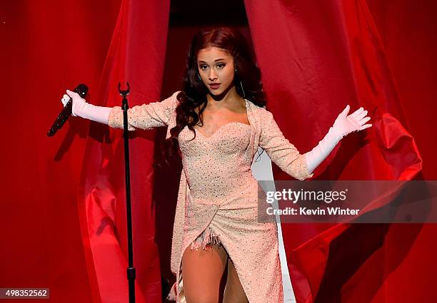 Singer Ariana Grande performs onstage during the 2015 American Music Awards at Microsoft Theater on November 22, 2015 in Los Angeles, California.