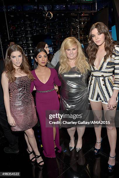 Actors Anna Kendrick, Chrissie Fit, Rebel Wilson and Hailee Steinfeld attend the 2015 American Music Awards at Microsoft Theater on November 22, 2015...