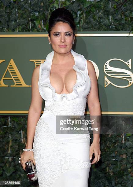 Salma Hayek attends the Evening Standard Theatre Awards at The Old Vic Theatre on November 22, 2015 in London, England.