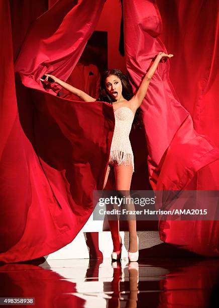 Recording artist Ariana Grande performs onstage during the 2015 American Music Awards at Microsoft Theater on November 22, 2015 in Los Angeles,...