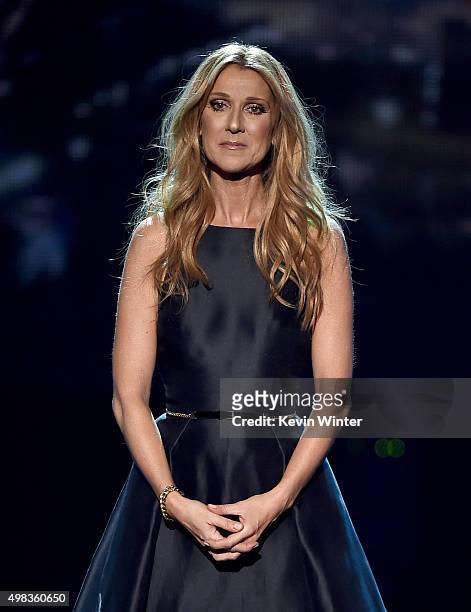 Singer Celine Dion performs onstage during the 2015 American Music Awards at Microsoft Theater on November 22, 2015 in Los Angeles, California.