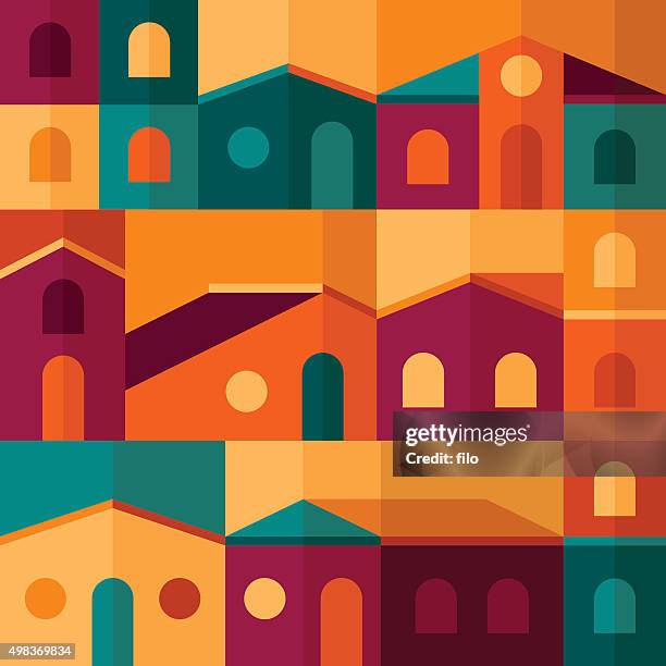 ilustraciones, imágenes clip art, dibujos animados e iconos de stock de casas y edificios de fondo abstracto - problemas de vivienda