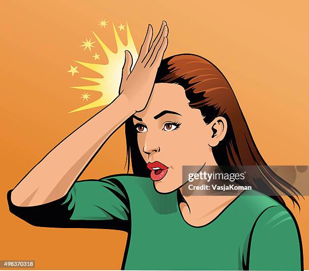 woman upset hitting forehead with her hand - slapping face stock illustrations