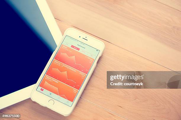 using the health app on an iphone 6. - wooden dashboard stock pictures, royalty-free photos & images
