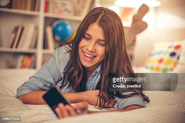 teenage girl taking selfie. - cute 15 year old girls stock pictures, royalty-free photos & images