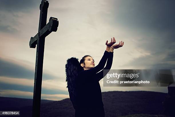 fallen angel - dark angel stock pictures, royalty-free photos & images