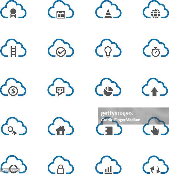 cloud computing icon set - tick insect stock illustrations