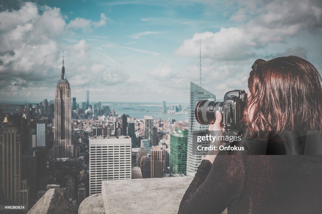 Frau Fotograf, Foto von dem Empire State Building