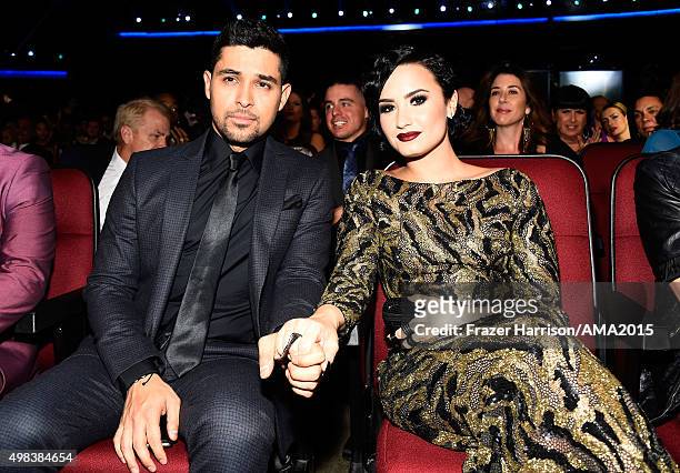 Actor Wilmer Valderrama and recording artist Demi Lovato attend the 2015 American Music Awards at Microsoft Theater on November 22, 2015 in Los...