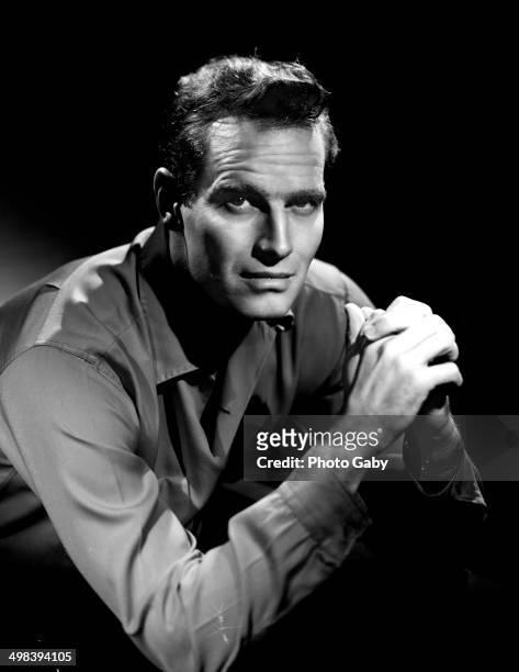 American actor Charlton Heston , Los Angeles, 1957.