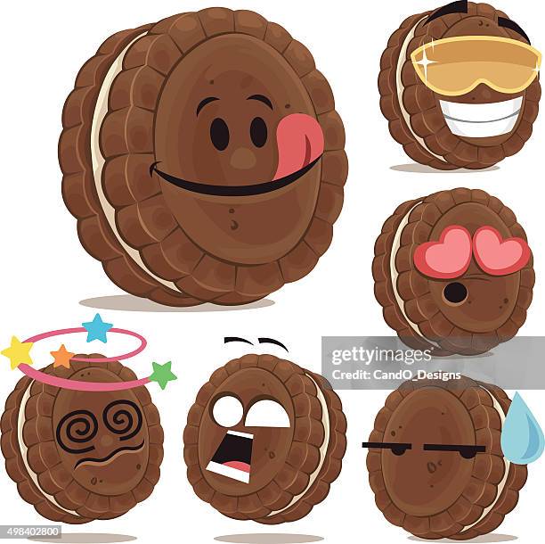 ilustrações, clipart, desenhos animados e ícones de sanduíche de biscoito de chocolate conjunto um dos - barra de chocolate