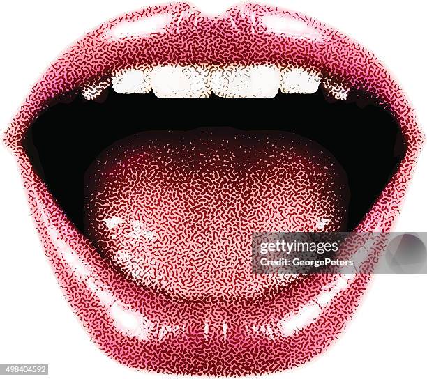 stockillustraties, clipart, cartoons en iconen met woman's laughing mouth and lips - close up