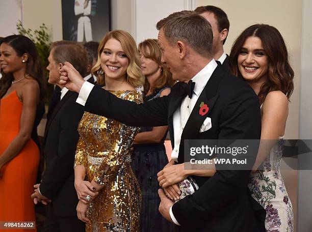 Daniel Craig and wife Rachel Weisz attend The Cinema and Television Benevolent Fund's Royal Film Performance 2015 of the 24th James Bond Adventure,...