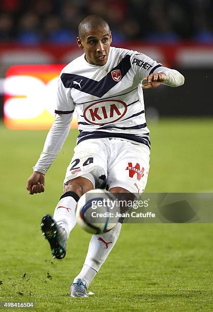 Wahbi Khazri of Bordeaux in action during the French Ligue 1 match between Stade Rennais and Girondins de Bordeaux at Roazhon Park stadium on...