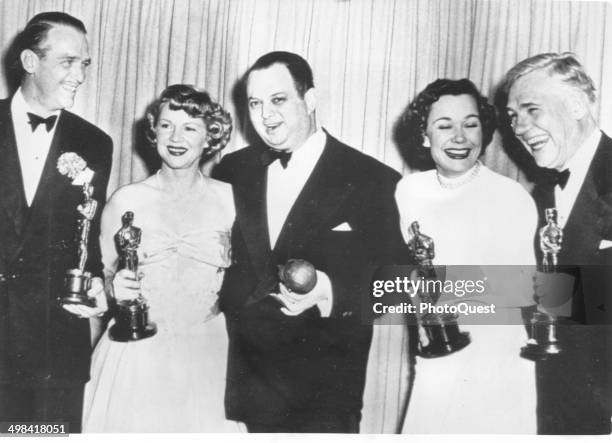 Portrait of several of the Oscar Winners of 1948, Hollywood, California, March 25, 1949. From left, Douglas Fairbanks Jr, who accept the Best Actor...