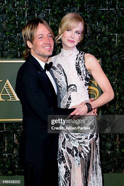 Keith Urban, and Nicole Kidman attend the Evening Standard Theatre Awards at The Old Vic Theatre on November 22, 2015 in London, England.