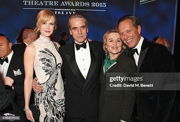 Nicole Kidman, Jeremy Irons, Sinead Cusack and Richard E. Grant attend a champagne reception ahead of The London Evening Standard Theatre Awards in...