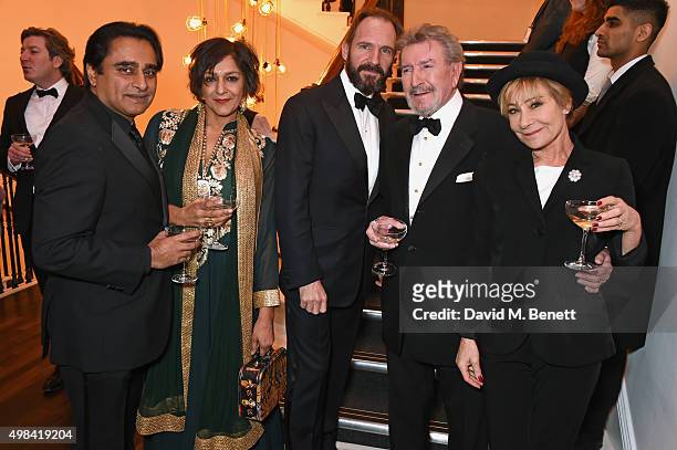 Sanjeev Bhaskar, Meera Syal, Ralph Fiennes, Gawn Grainger and Zoe Wanamaker attend a champagne reception ahead of The London Evening Standard Theatre...