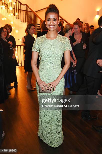 Gugu Mbatha-Raw attends a champagne reception ahead of The London Evening Standard Theatre Awards in partnership with The Ivy at The Old Vic Theatre...