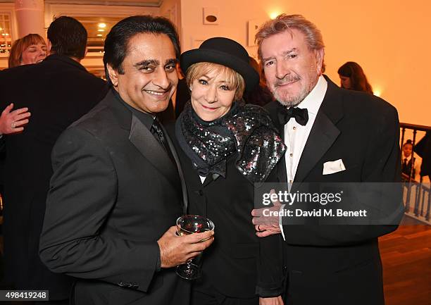 Sanjeev Bhaskar, Zoe Wanamaker and Gawn Grainger attend a champagne reception ahead of The London Evening Standard Theatre Awards in partnership with...