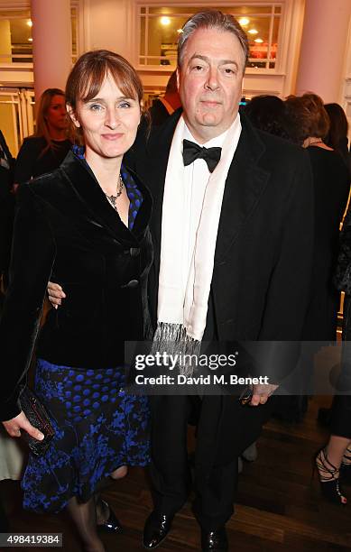 Rebecca Saire and Roger Allam attend a champagne reception ahead of The London Evening Standard Theatre Awards in partnership with The Ivy at The Old...