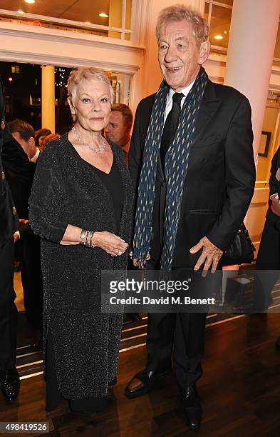 Dame Judi Dench and Sir Ian McKellen attend a champagne reception ahead of The London Evening Standard Theatre Awards in partnership with The Ivy at...