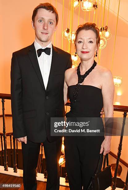 Alfie Oldman and Lesley Manville attend a champagne reception ahead of The London Evening Standard Theatre Awards in partnership with The Ivy at The...