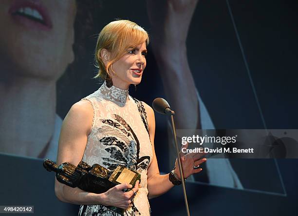 Nicole Kidman accepts the Natasha Richardson Award For Best Actress for "Photograph 51" at The London Evening Standard Theatre Awards in partnership...