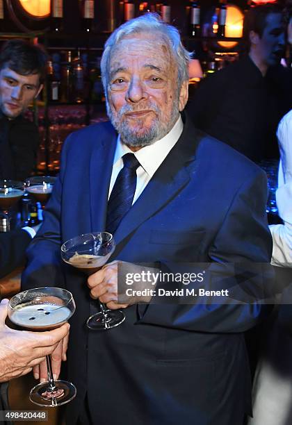 Stephen Sondheim attends The London Evening Standard Theatre Awards after party in partnership with The Ivy at The Old Vic Theatre on November 22,...