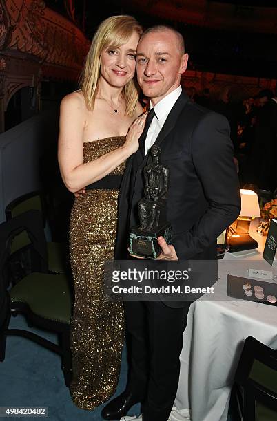 Anne-Marie Duff and James McAvoy attend The London Evening Standard Theatre Awards after party in partnership with The Ivy at The Old Vic Theatre on...