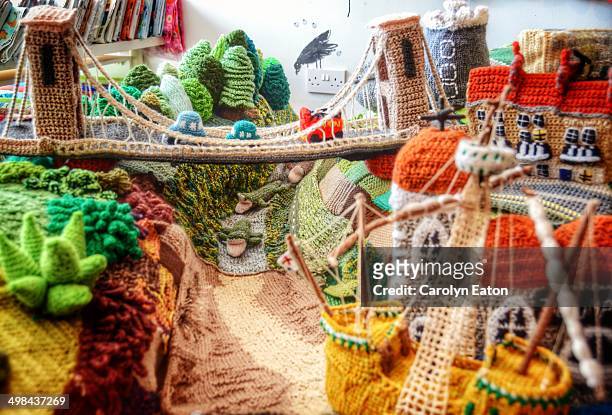 yarn bombing - knit bombing stock pictures, royalty-free photos & images