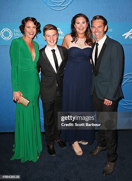 Todd Woodbridge arrives with his wife Natasha Woodbridge and their children at the 2015 Newcombe Medal at Crown Palladium on November 23, 2015 in...