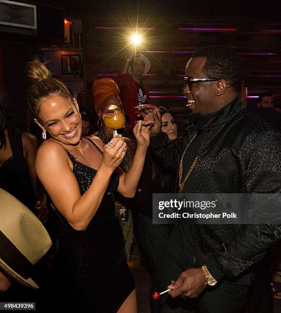 Actress/recording artist Jennifer Lopez and Sean Combs attend Jennifer Lopez’s 2015 American Music Awards After Party hosted by CÎROC with Cross Pens...