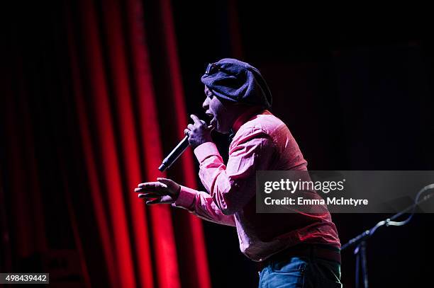 Corey Glover performs live at the premiere of "Jaco" at The Theater at The Ace Hotel on November 22, 2015 in Los Angeles, California.