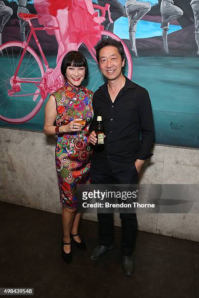 Claudia Chan Shaw and Simon Chan pose during the Chefs Gallery Opening Night at Gallery Restaurant on November 23, 2015 in Sydney, Australia.