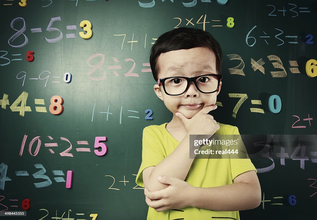 Cute asia children do arithmetic