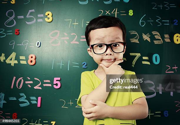 cute asia children do arithmetic - visual aid stock pictures, royalty-free photos & images