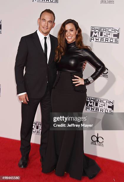 Singer Alanis Morissette and husband Mario Treadway arrive at the 2015 American Music Awards at Microsoft Theater on November 22, 2015 in Los...