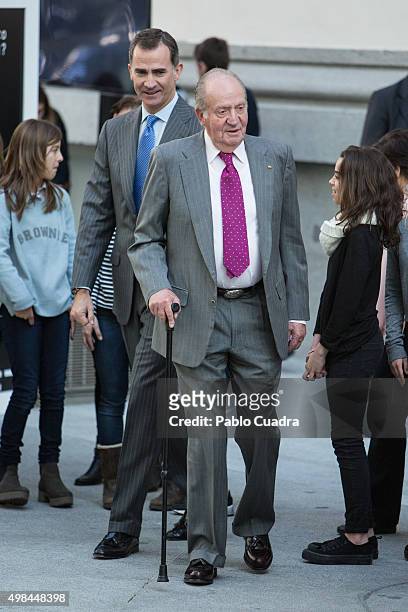 King Felipe VI of Spain and his father King Juan Carlos attend COTEC Foundation meeting at Cibeles Palace on November 23, 2015 in Madrid, Spain.